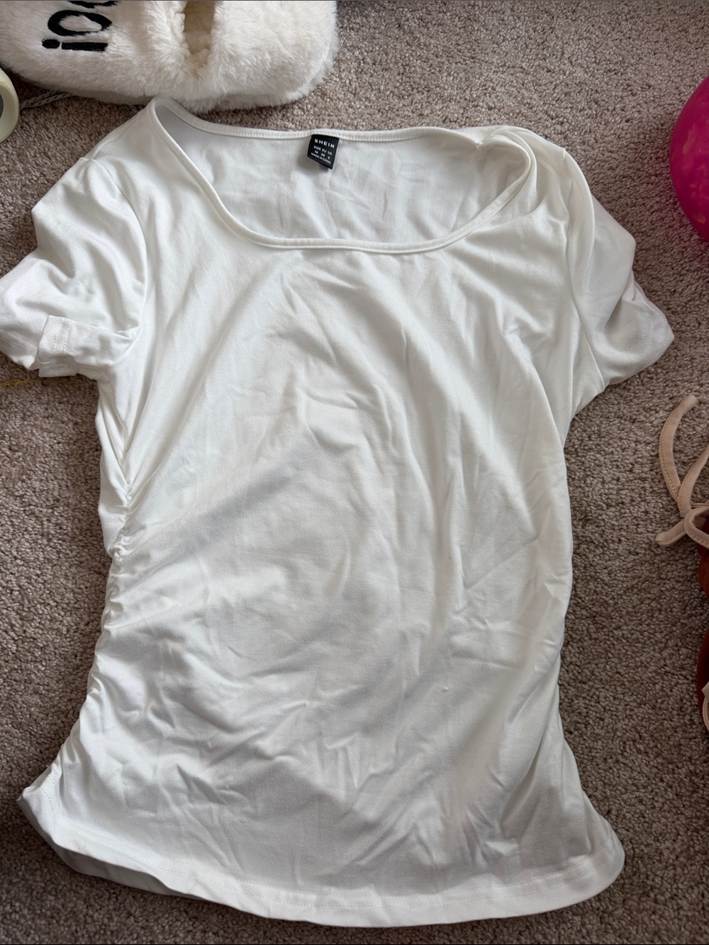 White Scoop Neck Short Sleeve Top